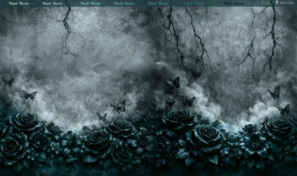 Black Bloom - Bordüre - Jersey